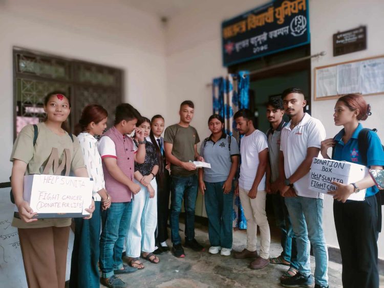 स्ववियु बुटवल बहुमुखी क्याम्पस द्वारा ब्लड क्यान्सर पिडित सुनितालाई आर्थिक सहयोग